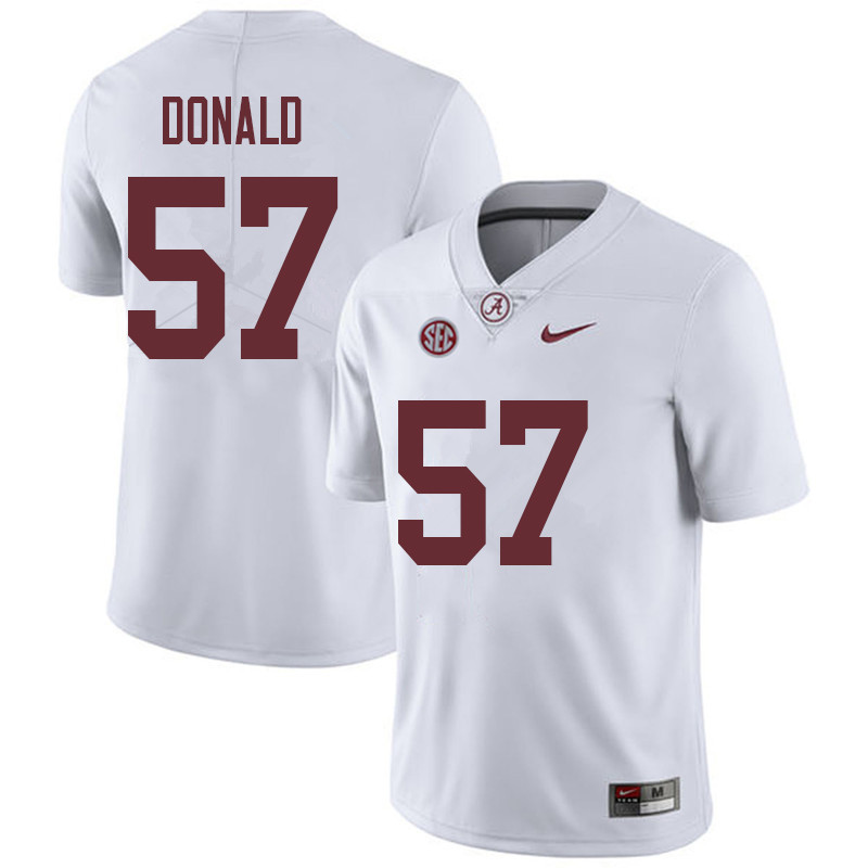 Alabama Crimson Tide Men's Joe Donald #57 White NCAA Nike Authentic Stitched 2018 College Football Jersey VQ16J77HU